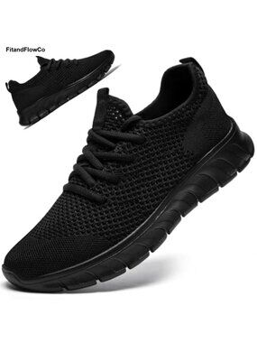 RJYWGS Men's Women's Running Shoes Breathable Mesh Slip-On Sneakers